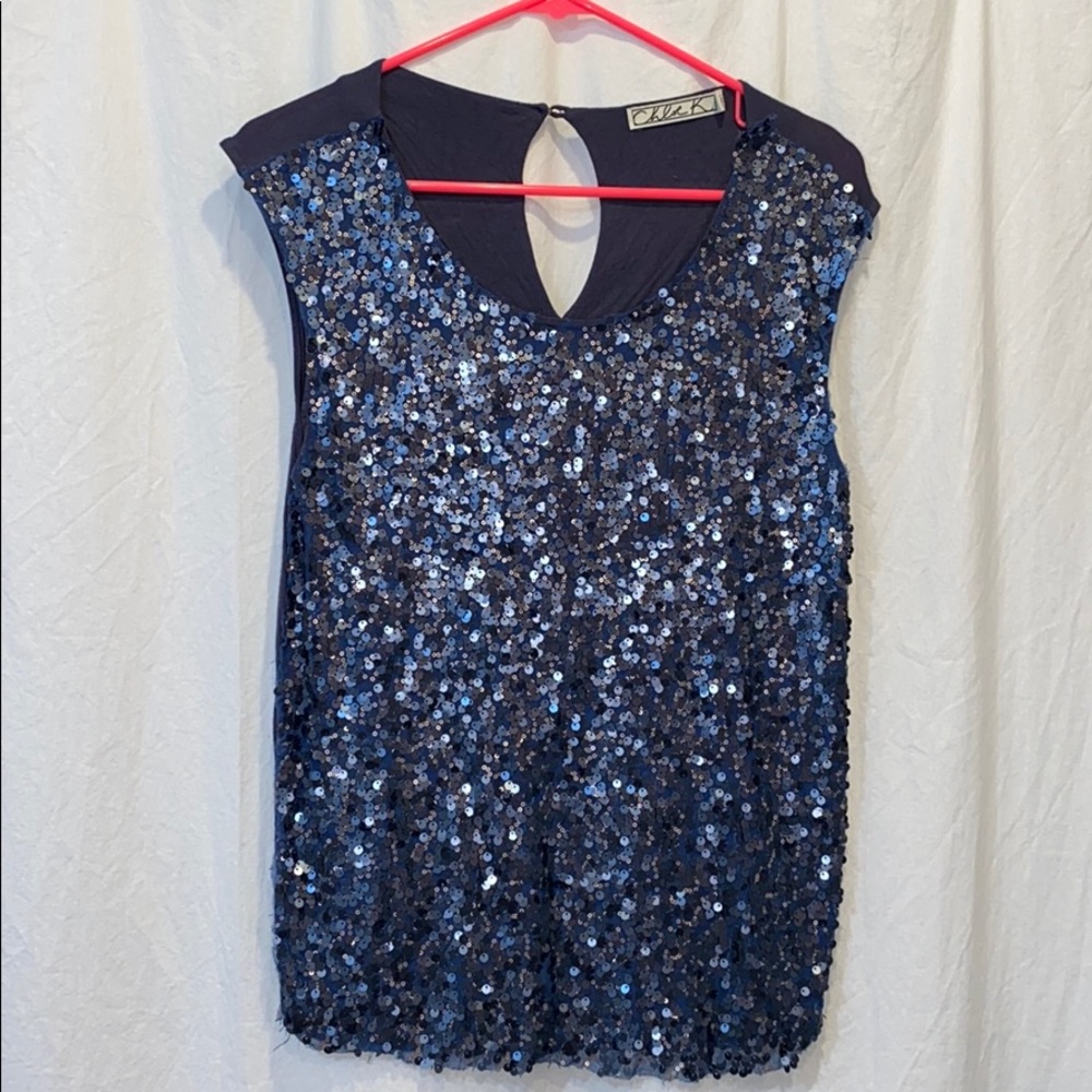 Navy Sequin Tank